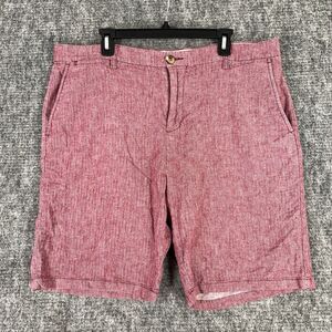 Old Navy Shorts Mens 38 Red Linen Ultimate‎ Slim Flex 10" Chambray Casual Chino